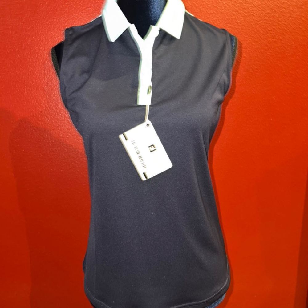 FJ Women's Sleeveless Polo Shirt in Navy - New with Tags size small - Picture 2 of 10